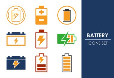 Batarya simgeleri dizayn, pil şarj işareti ve sembol