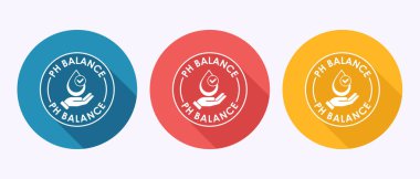 PH denge simgesi tasarımı çizimi. Nötr PH denge simgesi işareti, gölge düğmesi tasarımında serbest asitlik kavramı