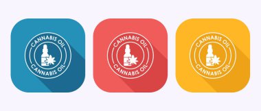 Kenevir yağı ikonu tasarımı çizimi. Marihuana yağı simgesi, gölge düğmesi tasarımında CBD cannabidiol işareti