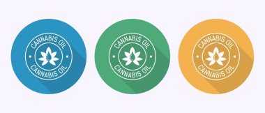 Kenevir yağı ikonu tasarımı çizimi. Marihuana yağı simgesi, gölge düğmesi tasarımında CBD cannabidiol işareti
