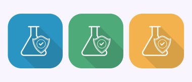 İçinde test tüpü olan beyaz bir kalkanın bulunduğu üç yuvarlak kare simge, kimyasal direnç simgeleri