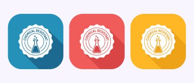 Laboratuvar matarası ve baloncuklu üç kimyasal dayanıklı ikon seti.