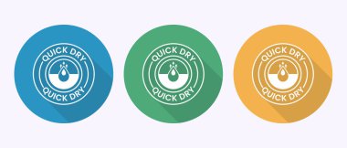 Mavi ve turuncu hızlı kuru teknoloji sembollü üç dairesel simge