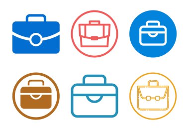 Çeşitli renk ve stillerde altı modern evrak çantası simgesi koleksiyonu