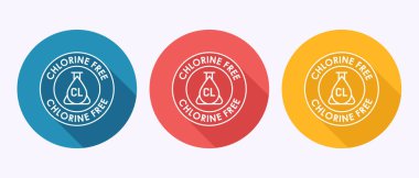 Üç Renkli Klorsuz Simge. Modern Düz Tasarım, Uzun Gölge Biçimi