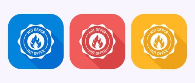 Ateşli Renkli Sıcak Teklif Simgeleri Mavi Kırmızı ve Sarı Renkli