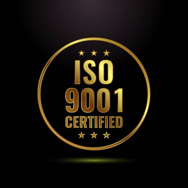 ISO 9001 Sertifika Rozeti Altın Standart Kalite Güvencesi ve Yönetim Logosu
