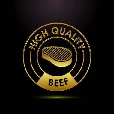 Premium Ürünler İçin Altın Et Kesimi İllüstrasyonlu Yüksek Kaliteli Biftek Ürün Etiketi