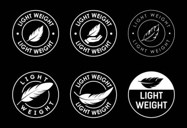 Ürün etiketleme için altı hafif tüy simgesi ve logo seti