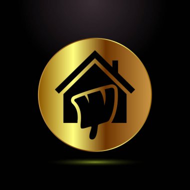 Fırça ve damlayan boya ile altın ev boyası simgesi