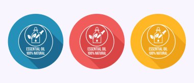 Damla Şişe ve Yaprakları ile Temel Yağ Ürün Rozetleri