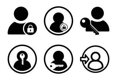Kullanıcı Hesap Güvenliği ve Erişim Simgeleri Kilit, Anahtar ve Giriş Grafiksel Kaynakları