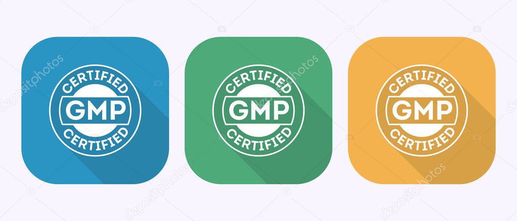 Certified GMP Icon Set Good Manufacturing Practice Assurance Compliance Badges