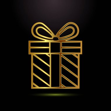 Zarif Altın Hediye Kutusu Şenlikli Kutlama Sunumu Sürpriz Tatil Grafik Tasarım Verme