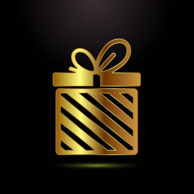 Altın Hediye Kutusu Simgesi Sevilen Kişilere Kutlama Verme ve Takdir Etme Sembolü