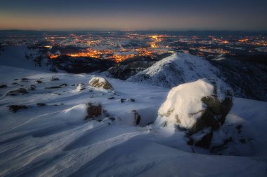 view of Zakopane at night from Kasprov vrch,beautiful Poland unspoilt nature, a wonderful destination for vacation and relaxation