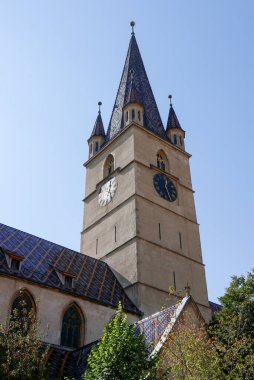 old church in the Romanian city of Sibiu with tower clipart