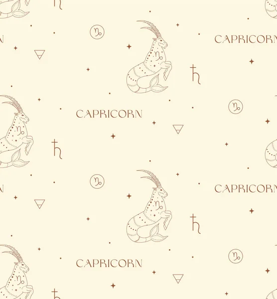 Zodiaque Capricorne Arrière Plan Modèle Sans Couture Signes Astrologie Spirituelle — Image vectorielle