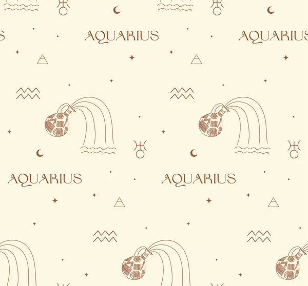 Zodíaco Acuario Antecedentes Seamless Pattern Signos Astrología Espiritual Mística — Archivo Imágenes Vectoriales