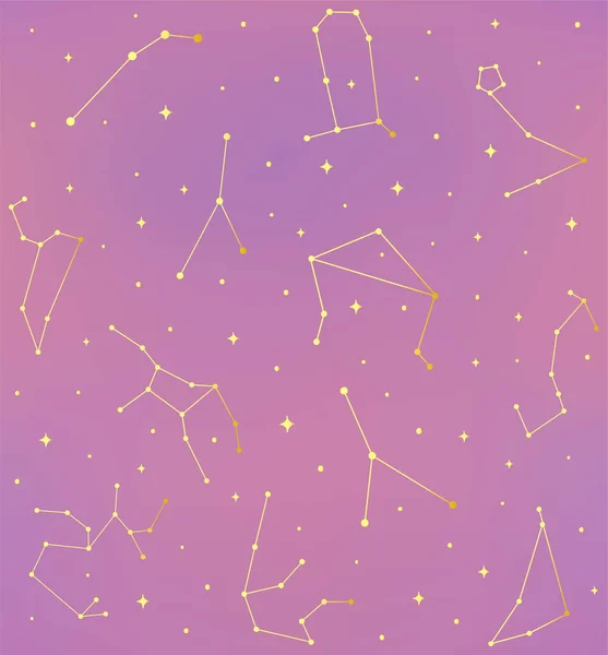 黄道带星座异质背景无缝隙模式 神秘星相星座 — 图库矢量图片