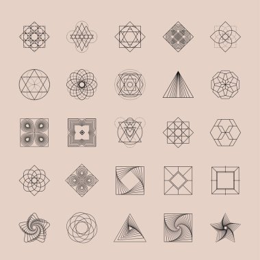 Kutsal Geometri Clipart. Geometrik Yapı Çizimi Oluştur. Çağdaş Satır Sanatı.