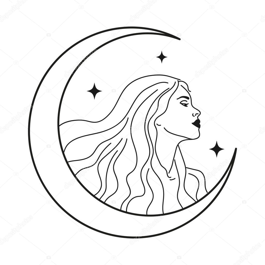 Minimalist Femininity clean and simple Stellar design element. Vector Graphic.