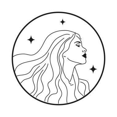 Minimalist kadınlık temiz ve basit Yıldız tasarım elementi. Vektör Grafiği.