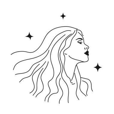 Minimalist kadınlık temiz ve basit Yıldız tasarım elementi. Vektör Grafiği.