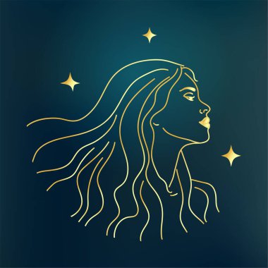Minimalist kadınlık temiz ve basit Yıldız tasarım elementi. Vektör Grafiği. Altın Seçenek.