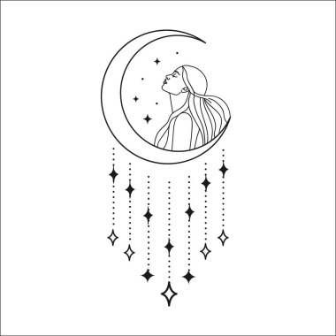 Minimalist kadınlık temiz ve basit Yıldız tasarım elementi. Vektör Grafiği.