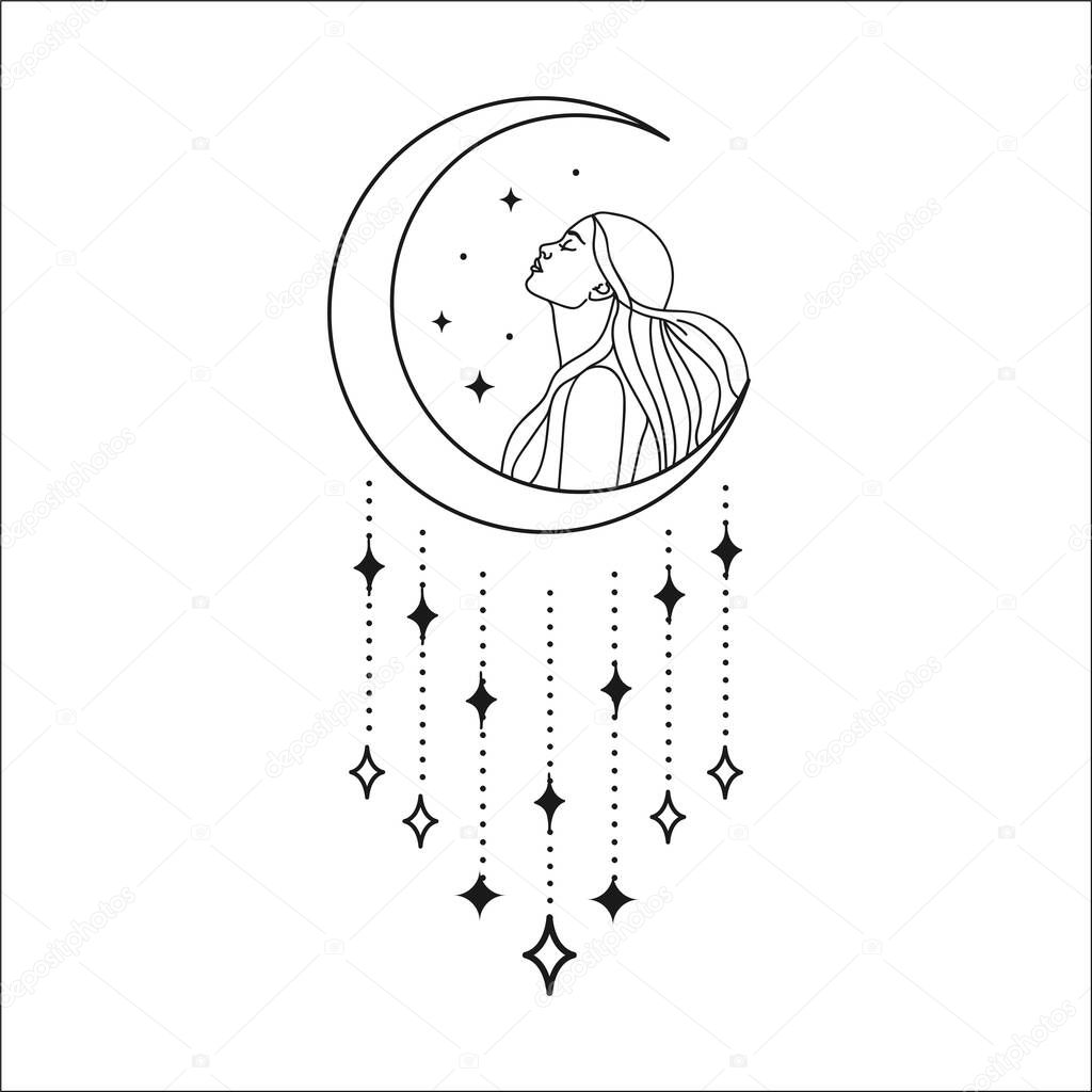 Minimalist Femininity clean and simple Stellar design element. Vector Graphic.