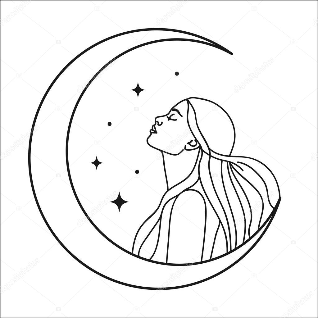 Minimalist Femininity clean and simple Stellar design element. Vector Graphic.