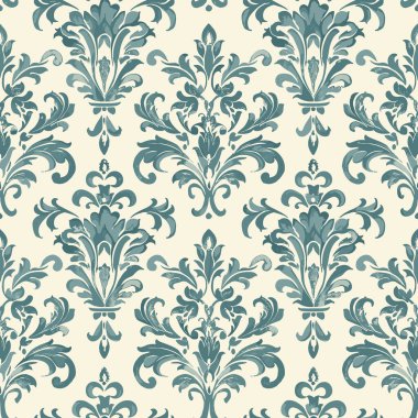 Antik Arabesk Süsleri Kusursuz Şablon, Klasik Büyüsüz Şablon, Çiçekçilik 'ten esinlenilmiş Toile de Jouy Sanat Viktorya Dönemi Barok Sanatı. Kumaş, duvar kağıdı, kırtasiye malzemesi veya...