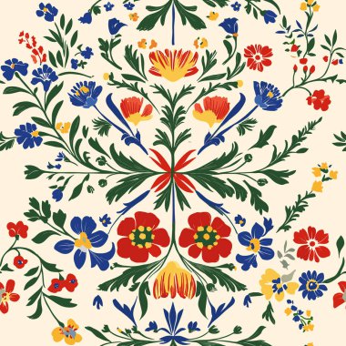 Antique Vintage Mediterranean Arabesque Ornaments, Print Design Vector Seamless Pattern 13. Vintage Charm, Inspired by Floral Chinoiseries, Toile de Jouy art Victorian Baroque Art. Perfect for fabric, wallpaper, stationery, Vector Graphic