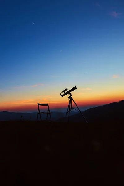 Astronomy Telescope Observing Night Sky Moon Planets Stars Meteors —  Fotos de Stock