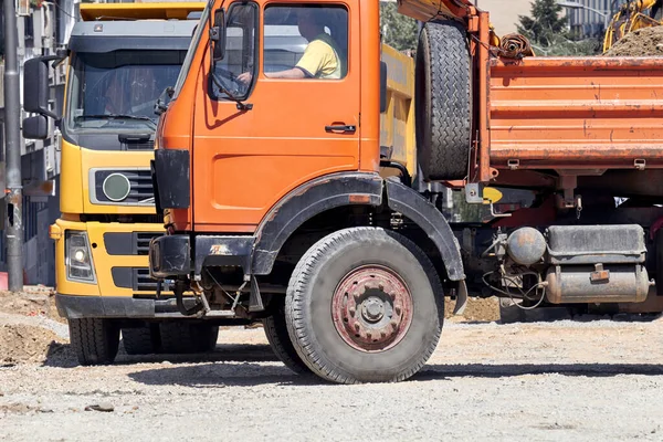 Ciężkie Maszyny Budowlane Ciężarówki Zewnątrz Rekonstrukcji Miejsc Publicznych — Zdjęcie stockowe