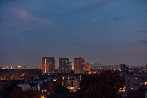 City Belgrade Serbia Blue Hour Evening Cityscape — Fotografia de Stock