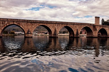 Bridge on river Drina, famous historic Ottoman architecture in Visegrad, Bosnia and Herzegovina.