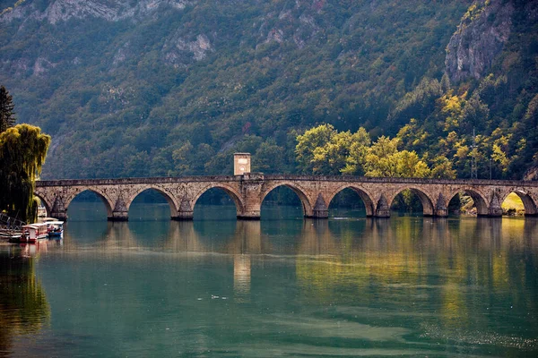 Bridge River Drina Famous Historic Ottoman Architecture Visegrad Bosnia Herzegovina — ストック写真