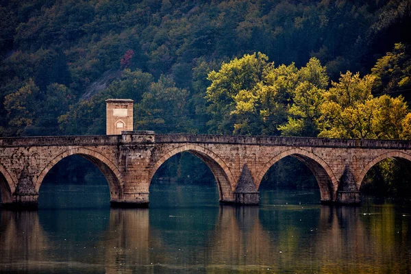 stock image Bridge on river Drina, famous historic Ottoman architecture in Visegrad, Bosnia and Herzegovina.