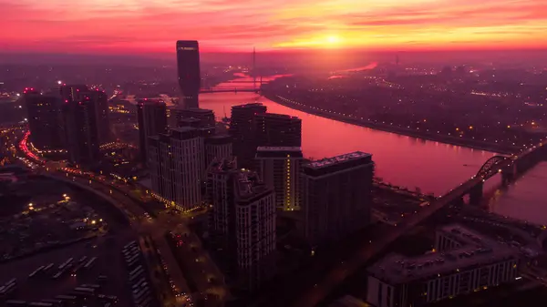 stock image View at Belgrade Waterfront buildings and Sava river.