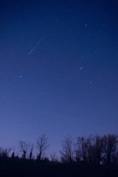 Orionské Souhvězdí Siriusovou Hvězdou Meteoritickým Deštěm — Stock fotografie