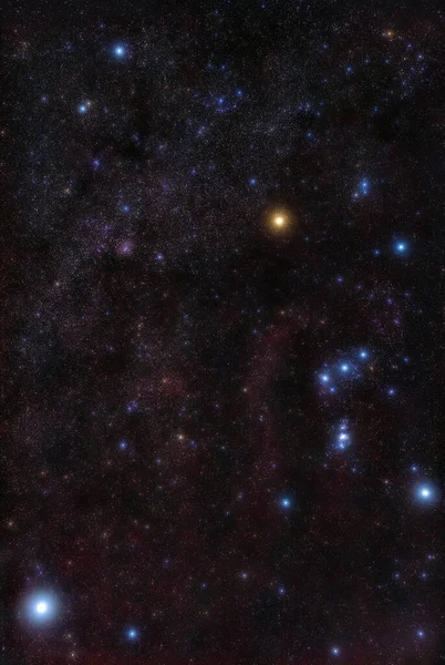 Orionské Souhvězdí Sirius Nejjasnější Pozorovatelná Hvězda Země Fotografovaná Širokoúhlým Objektivem — Stock fotografie