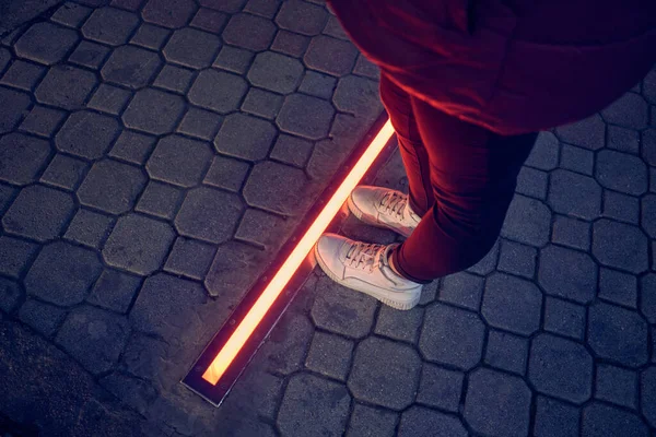 Integrált Útkereszteződési Lámpa Aszfaltozott Gyalogosok Számára — Stock Fotó