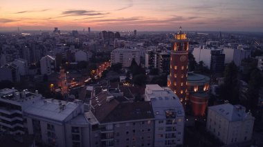 Belgrad şehir manzarası mavi saat, Sırbistan 'ın başkenti.