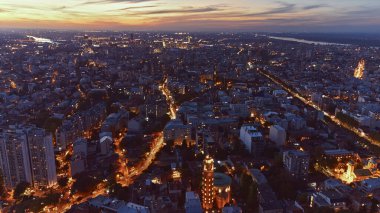 Belgrad şehir manzarası mavi saat, Sırbistan 'ın başkenti.