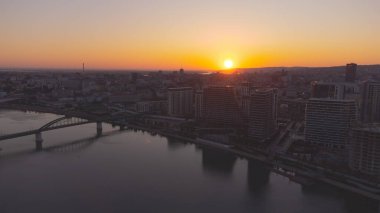 Sunrise aerial view of Belgrade, capital of Serbia. clipart