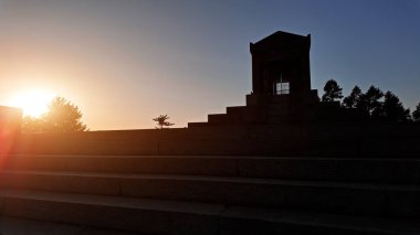 Aerial shot of mountain Avala and a monument of unknown hero, symbol of Belgrade, Serbia.