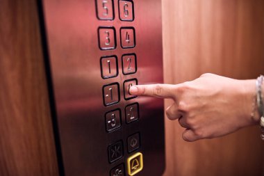 Binadaki asansör düğmelerine basan kişi.