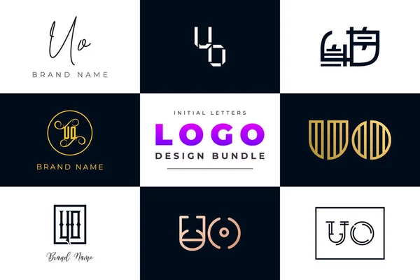 stock vector Initial letters UO Logo Design Bundle